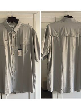 Poncho The Grey Fox Short Sleeve Shirt in Grey Men's Size 2XL Regular Fit